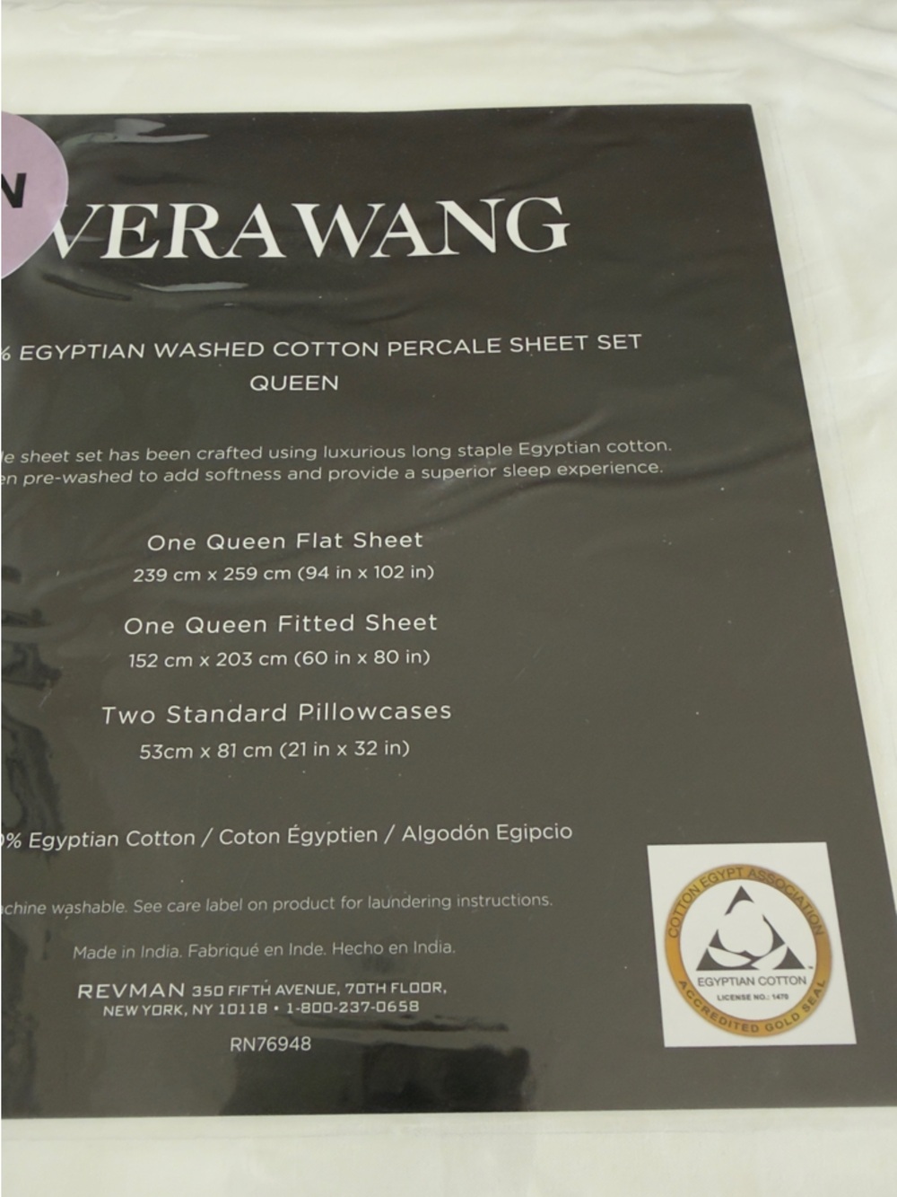 Vera Wang 100% Cotton Sateen Sheet Set White New - Picture 4 of 5